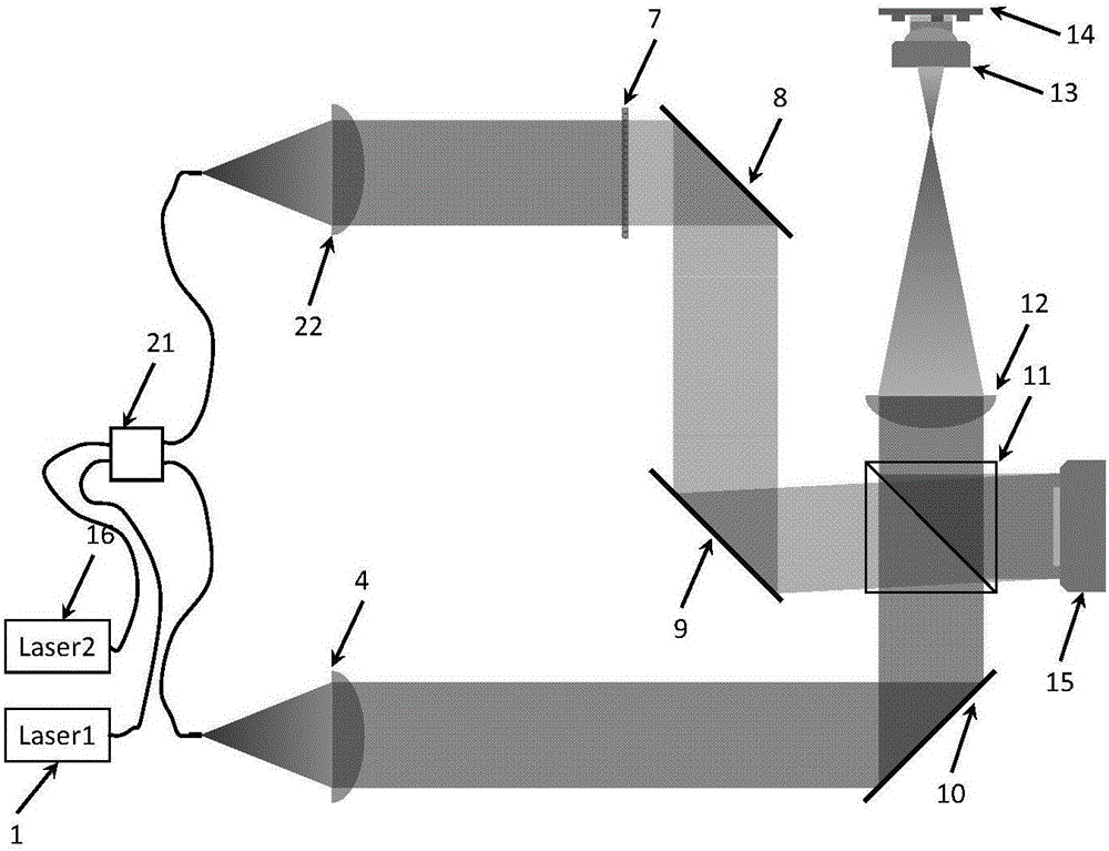 Reflective microscopic imaging device based on dual-wavelength digital holographic technology