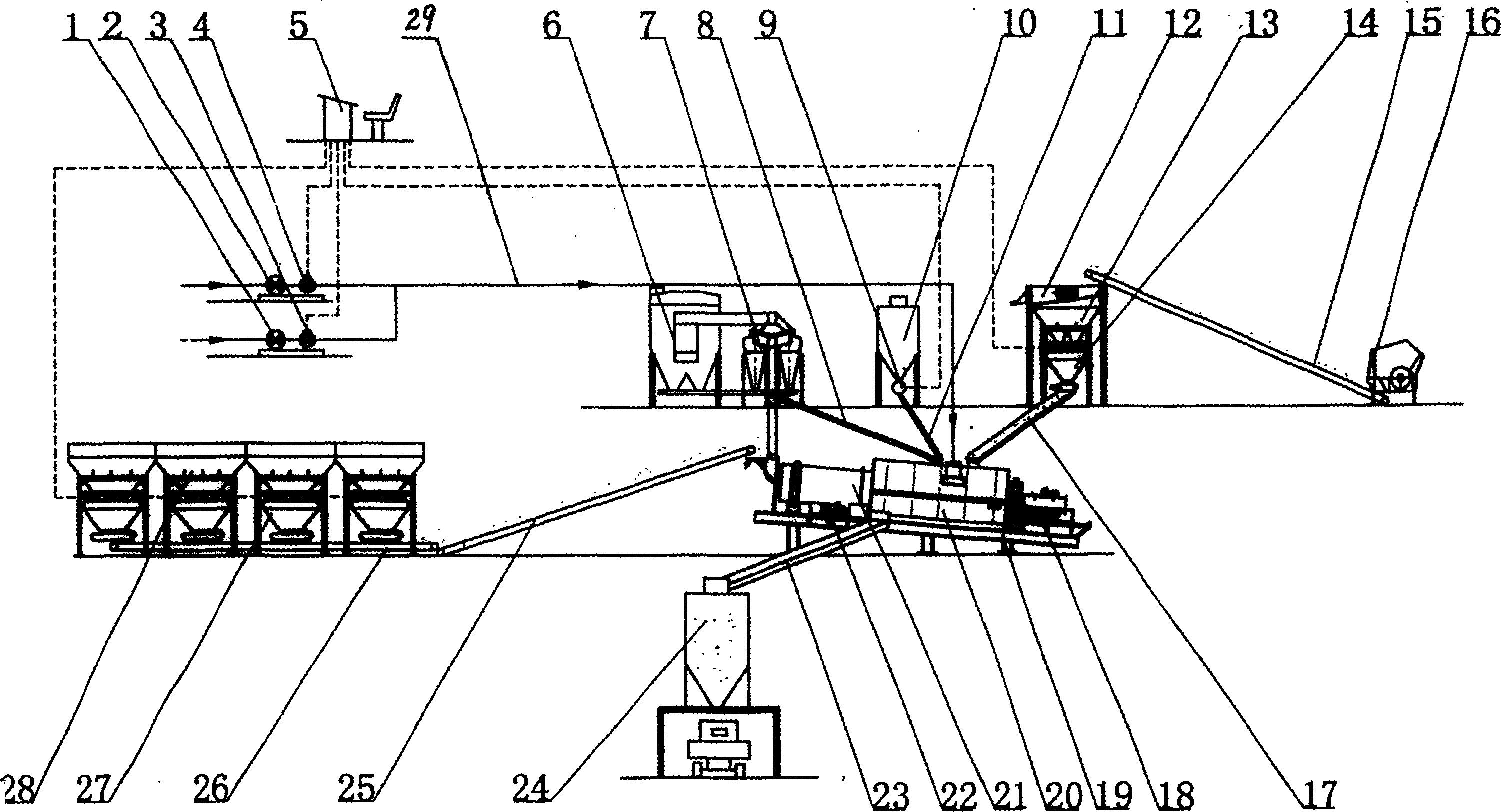 Complete equipment for processing regenerative asphalt concrete