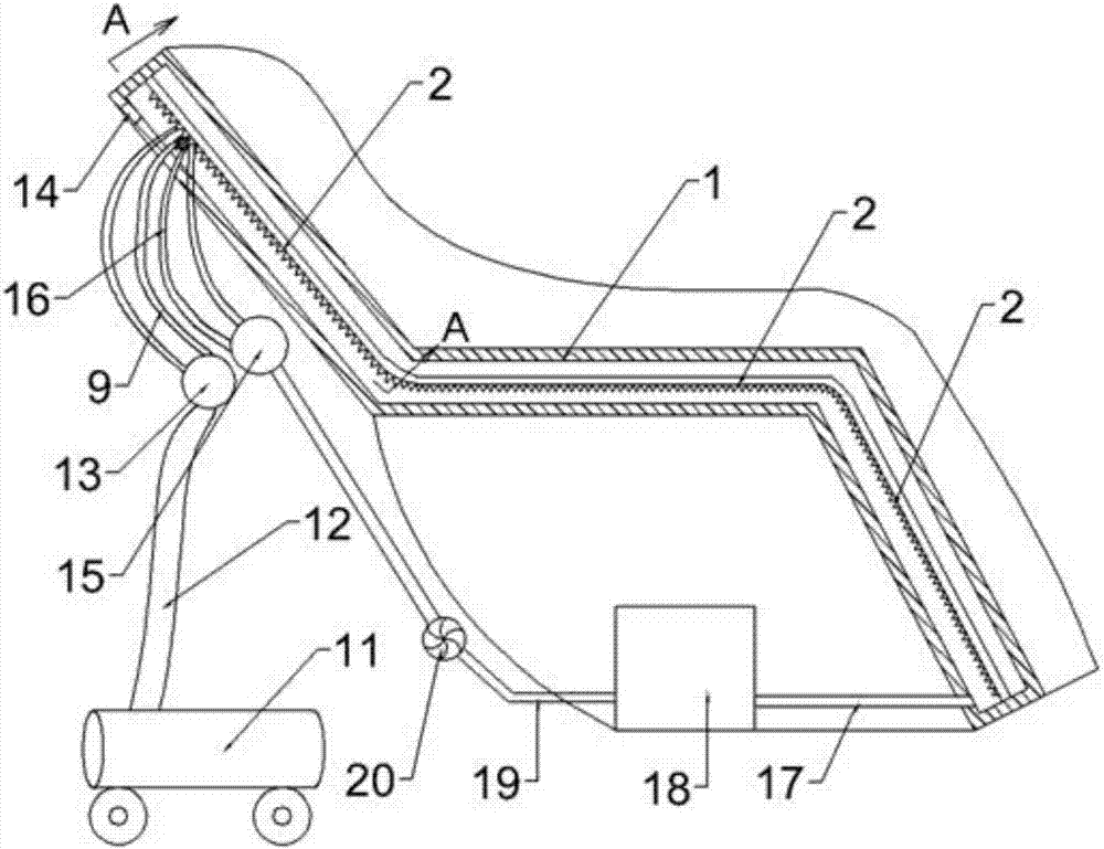 Massage seat based on water flow and airflow mixed acupuncture point impact principle