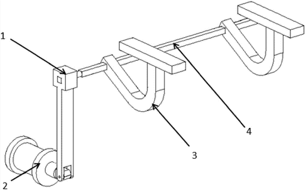 Swinging material retreating device