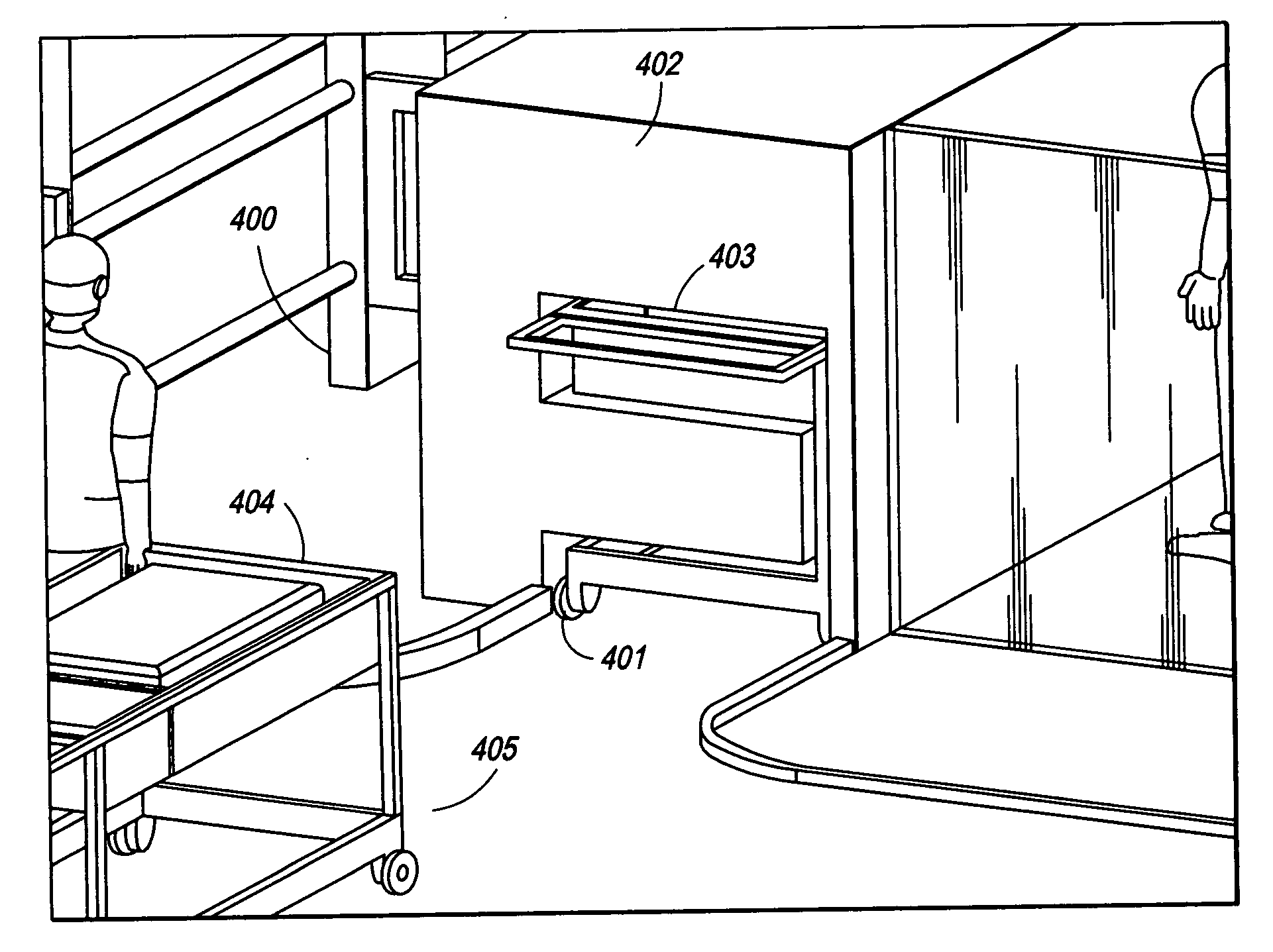 Integrated carry-on baggage cart and passenger screening station