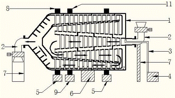 Hot pipe type three-barrel vacuum drier