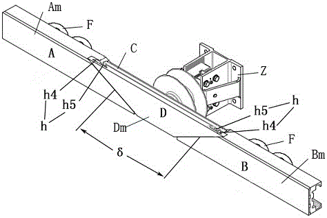 Jointless telescopic connector with contact rails