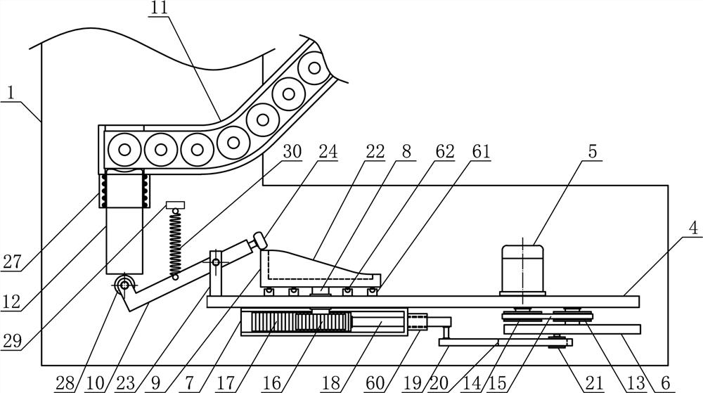 A continuous feeding and feeding device for chemical fiber bobbins used in chemical fiber processing