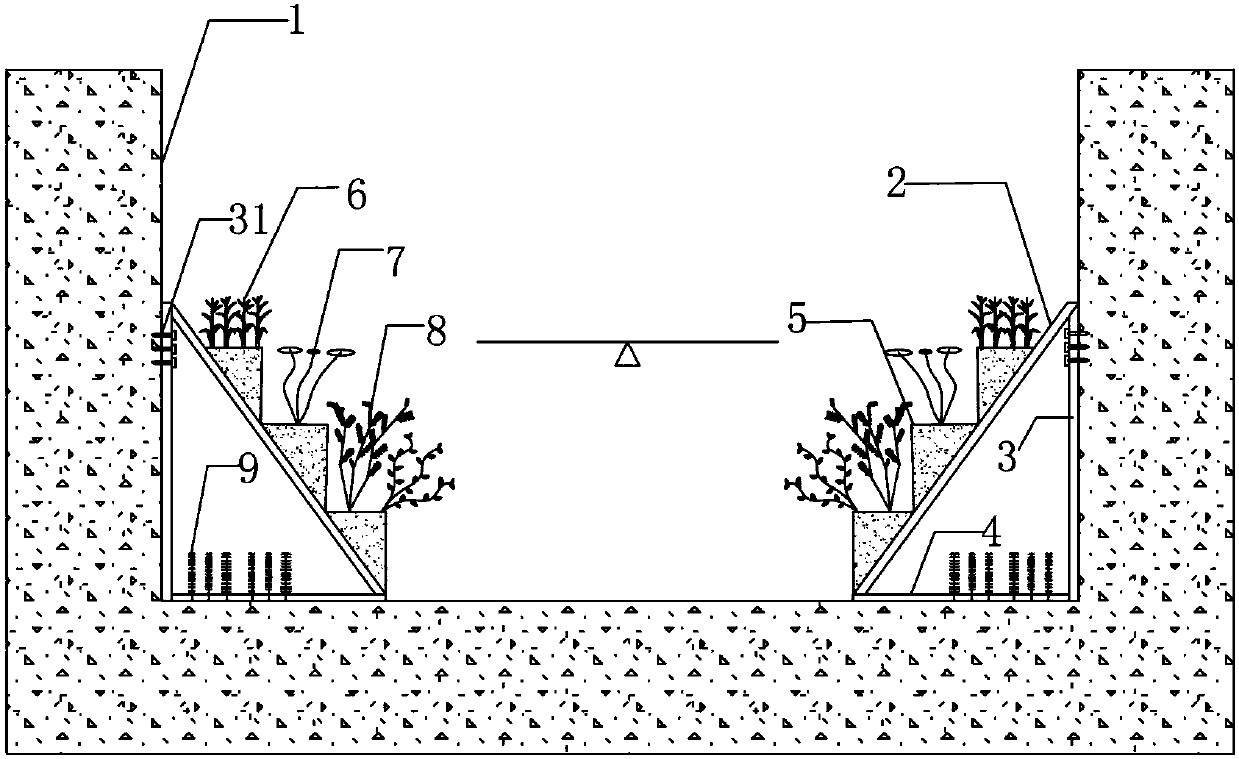 Water ecological restoration device of hard revetment riverway