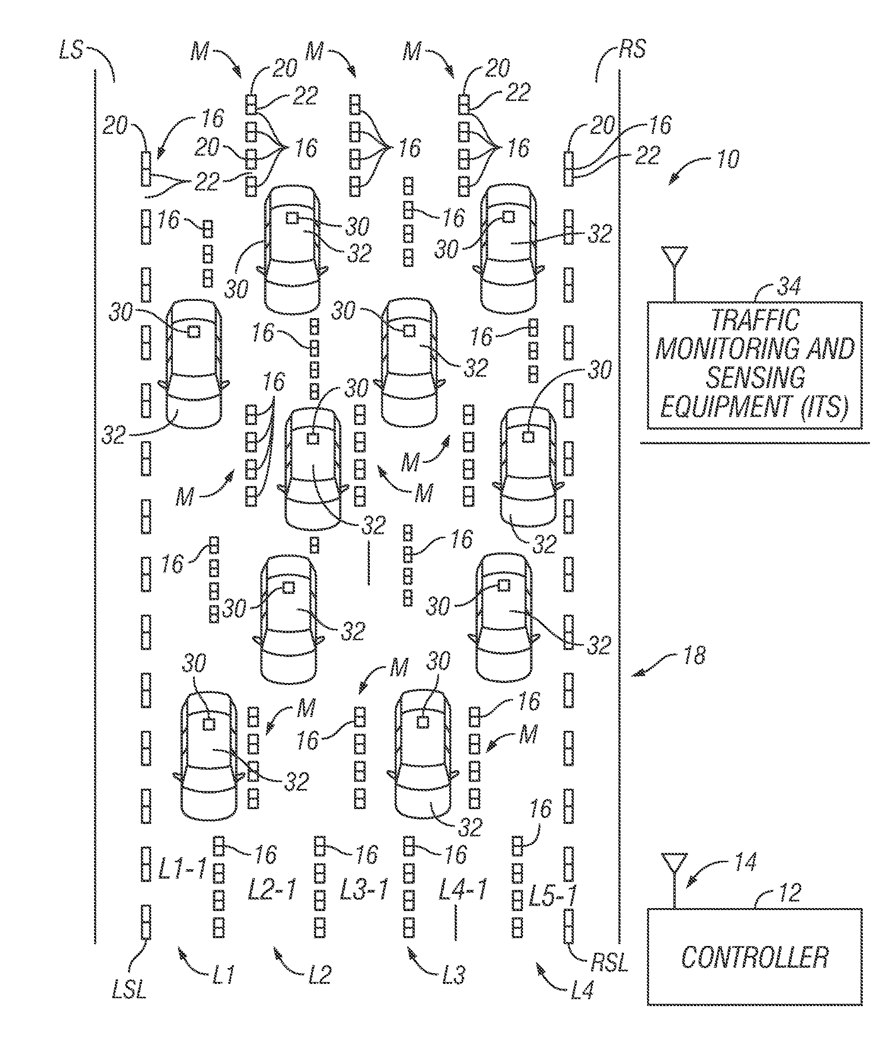 System and method for providing traffic congestion relief using dynamic lighted road lane markings