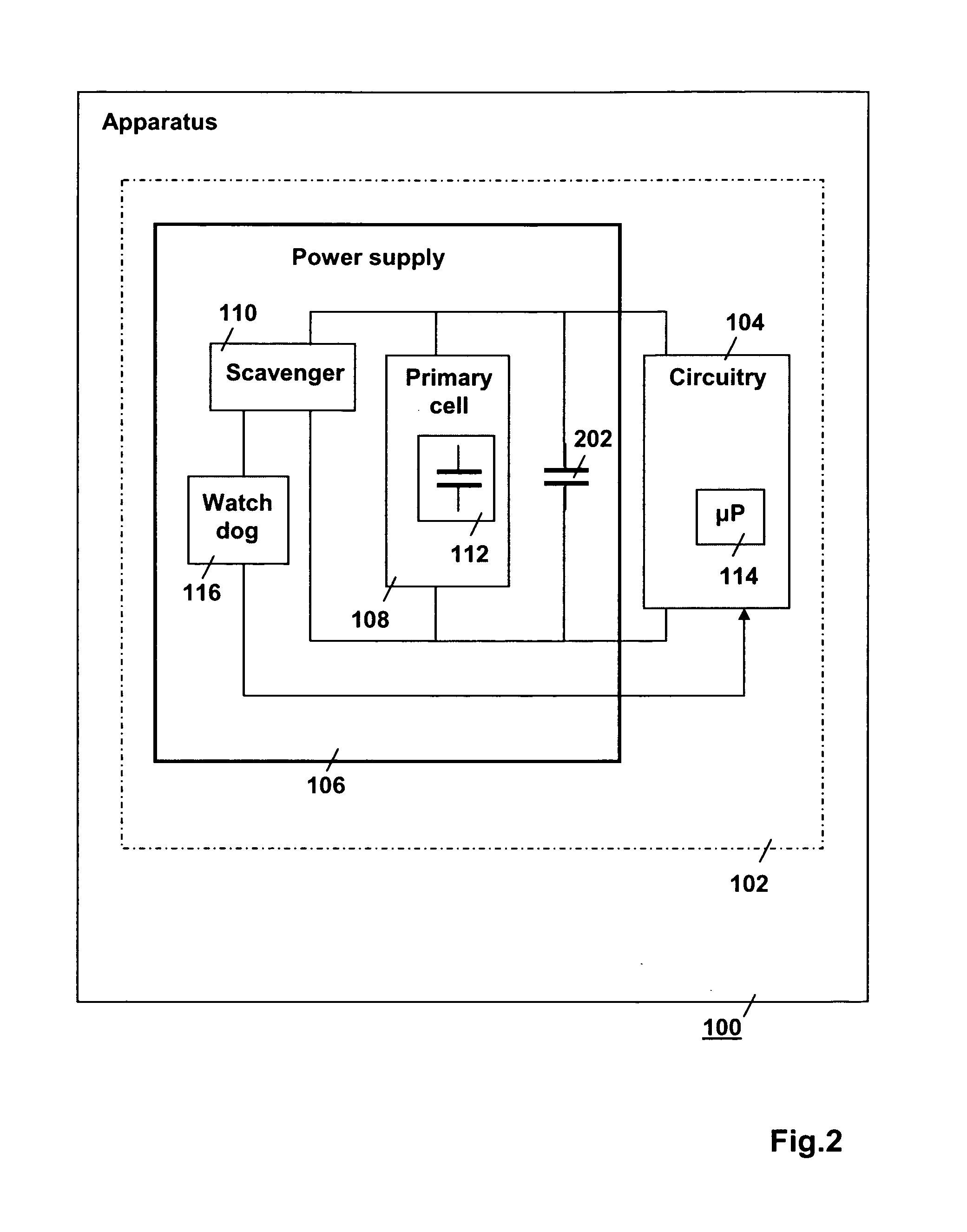 Wireless sensor with energy scavenger