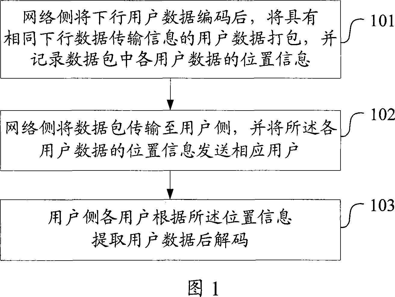 Downlink data transmission method, system and base station