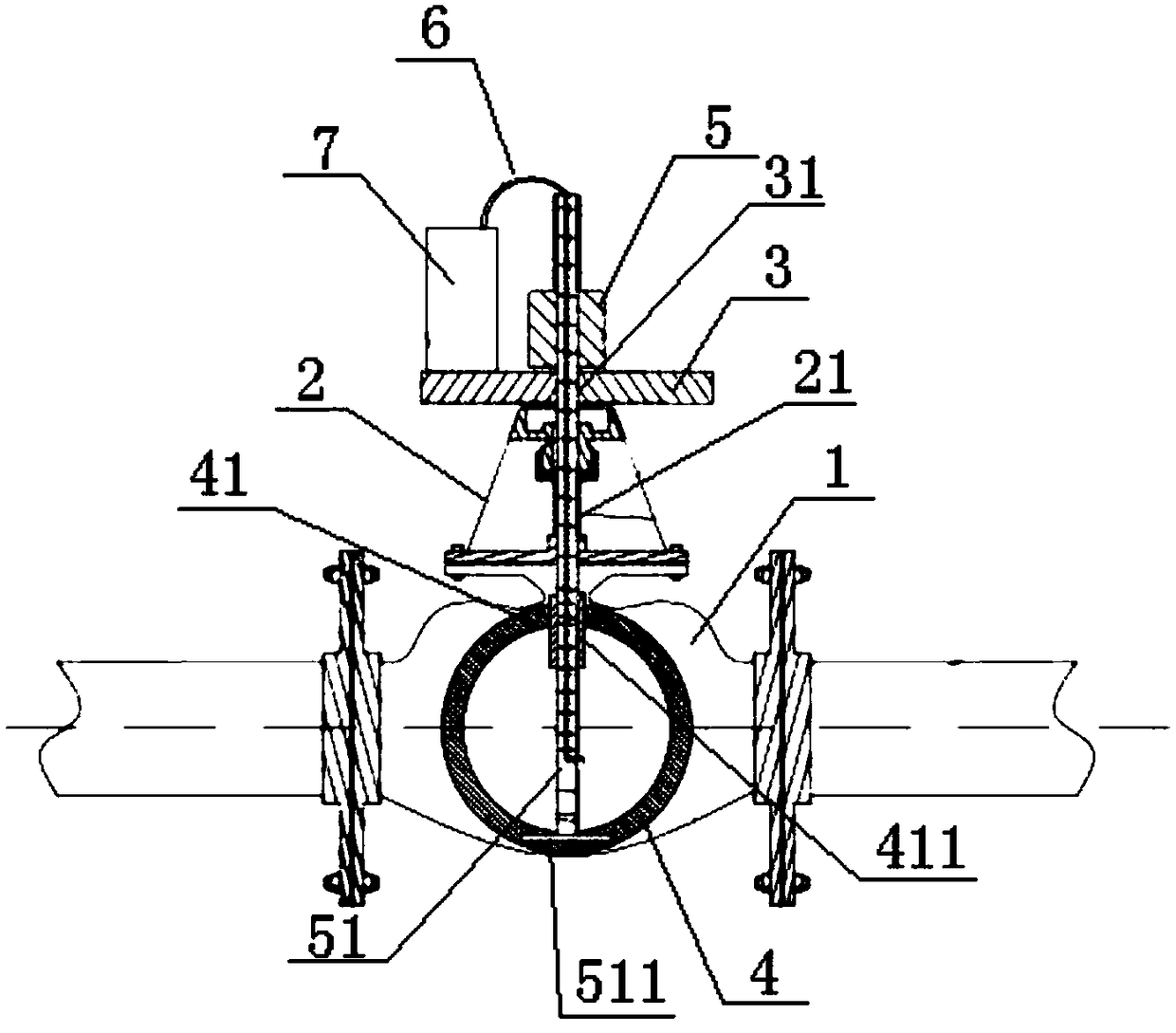 Pipeline switching-on and switching-off device and system