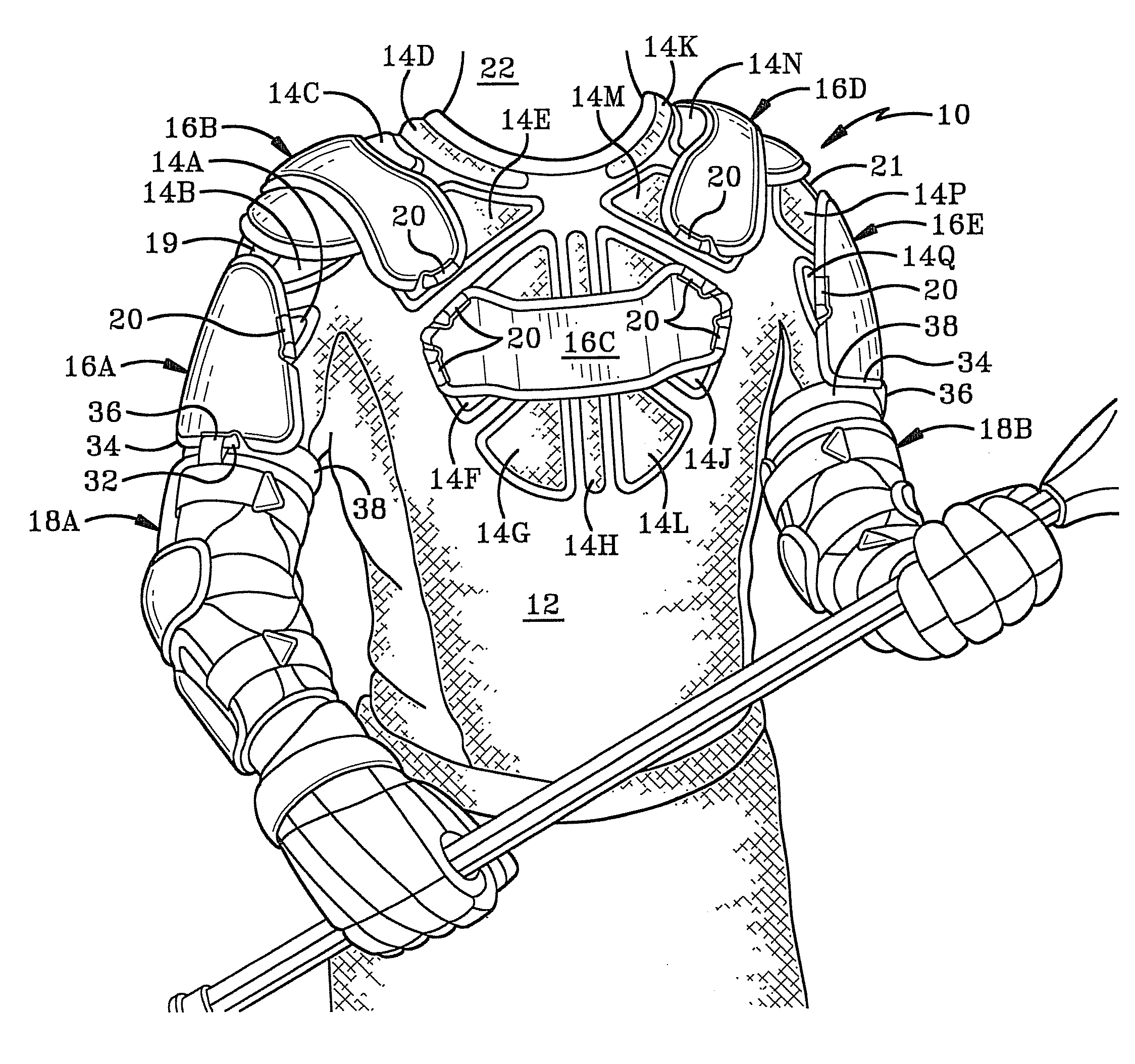 Lacrosse shirt and protective pad assembly