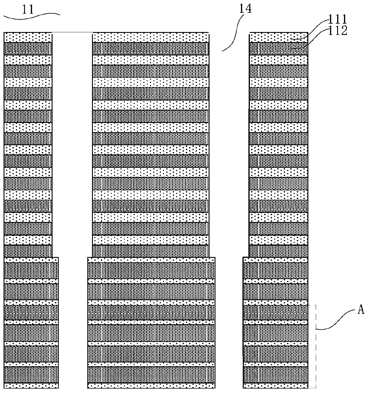 Laminated structure for three-dimensional memory, three-dimensional memory and preparation method thereof