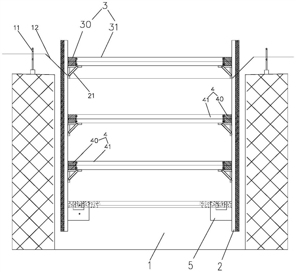 Foundation pit groove steel sheet pile profile steel supporting system and construction method