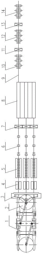 Continuous casting and rolling production line of wire rods and production method of production line