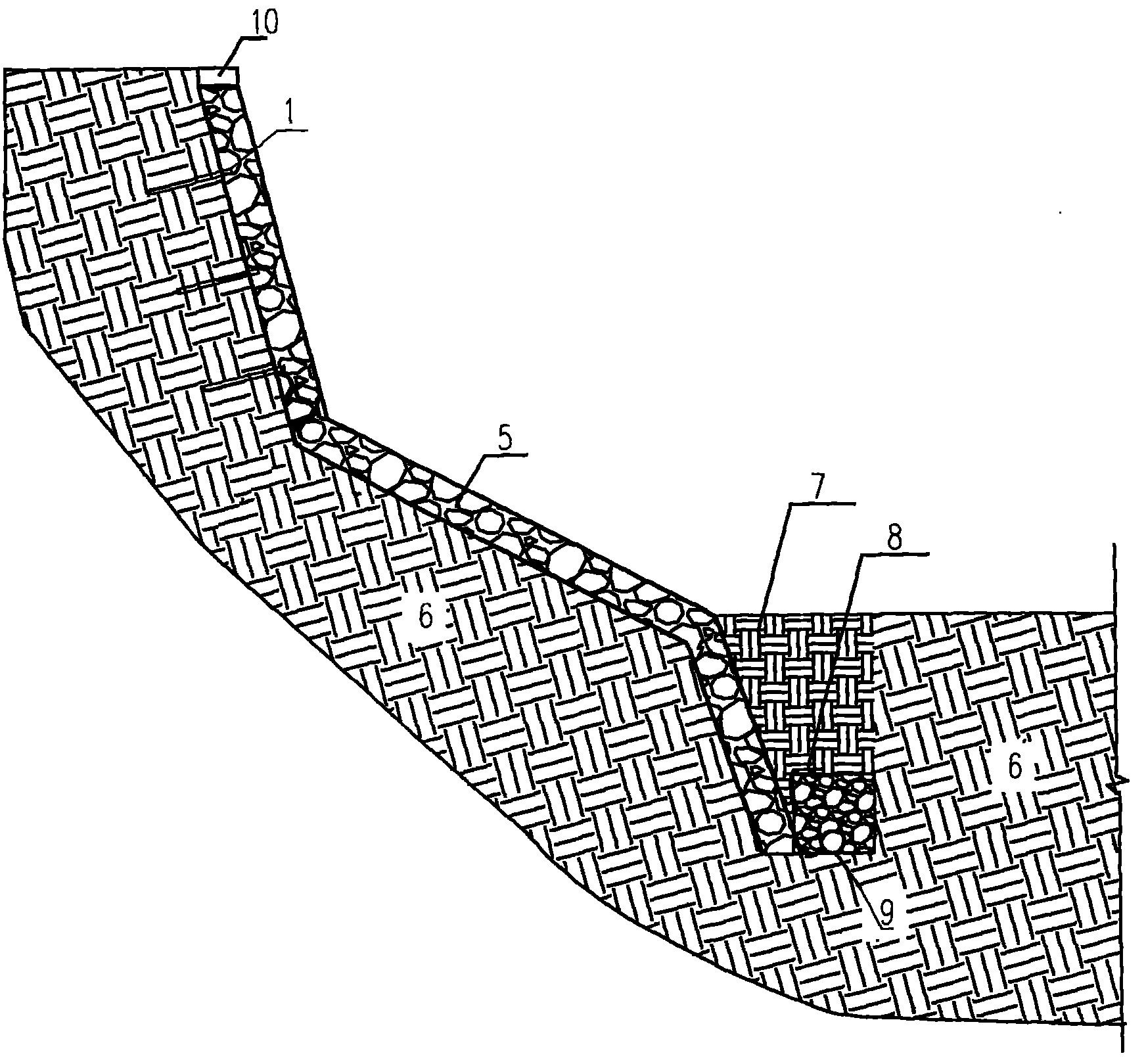 High-steep side slope and intensely weathered bed rock solid waste landfill site seepage prevention structure and treatment method thereof