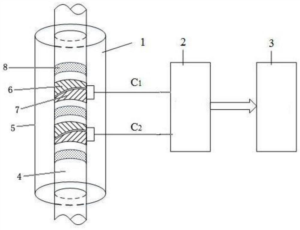 Device and method for measuring flow velocity of metal particles based on triangular electrode capacitive sensor