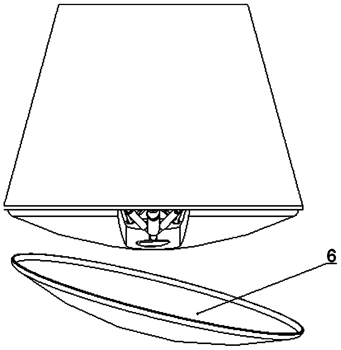 A reusable landing buffer support for an inverted triangle spacecraft