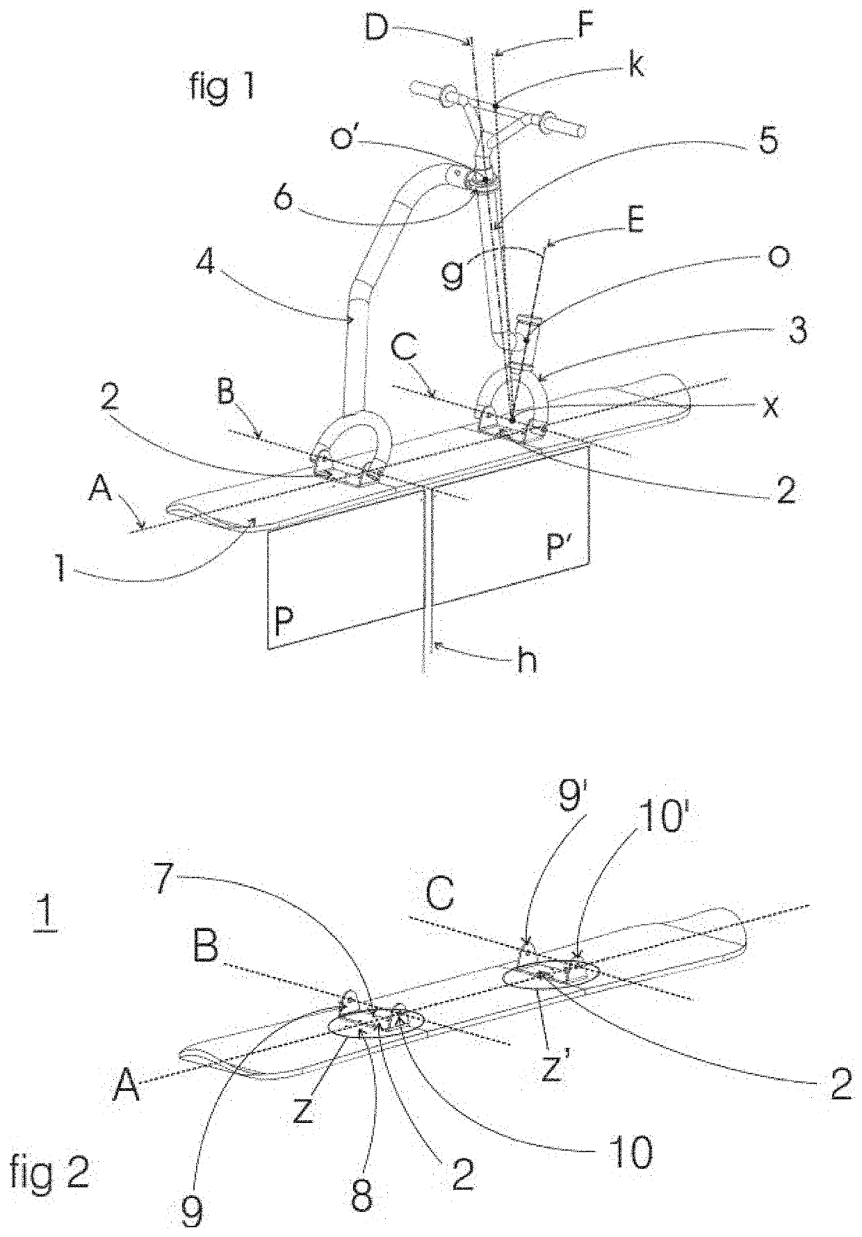 Device for controlling a monoski