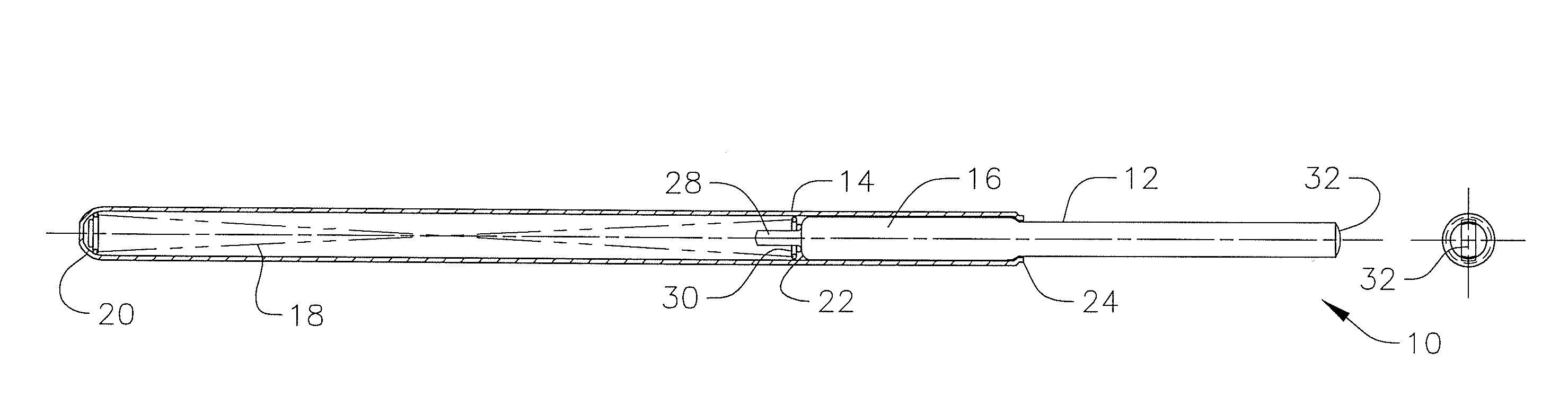 Flat plunger round barrel test probe