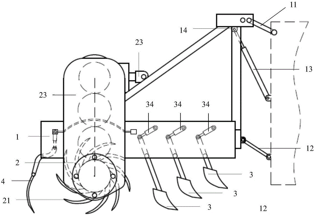 Efficient deep ploughing machine tool with controllable ploughing depth