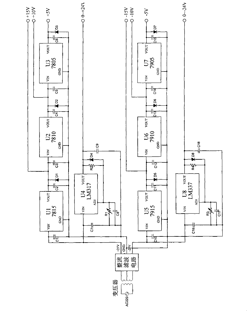 Regulated power supply used for hydraulic servo controller