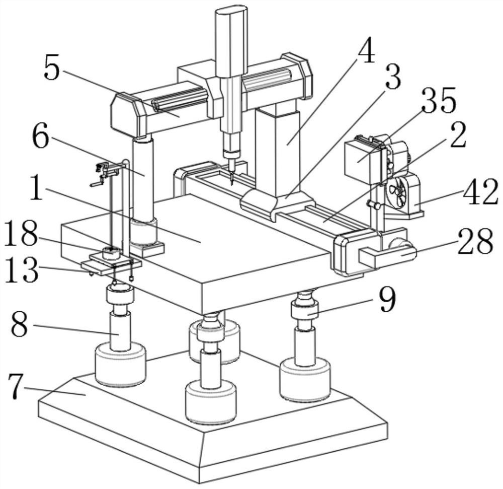 Base lifting adjustable three-coordinate measuring machine for mechanical manufacturing