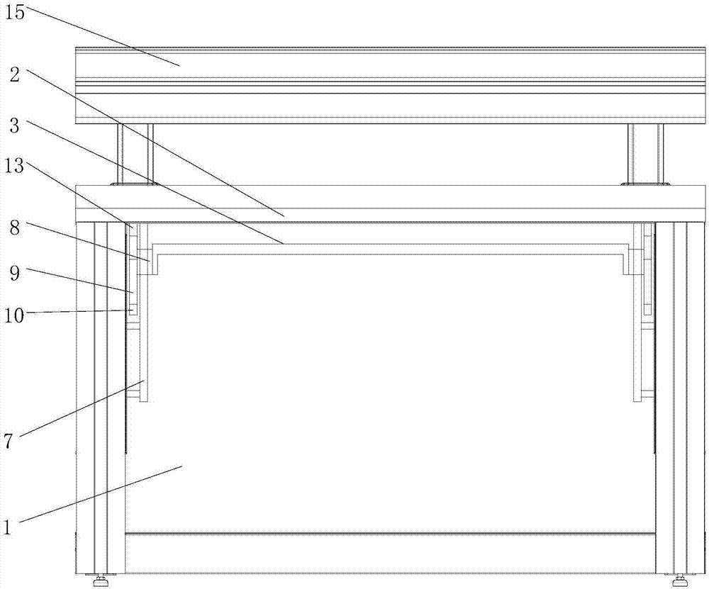 Control table with movable table surface