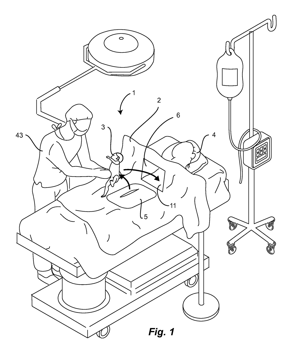 Skin-to-skin contact obstetrical surgical drape