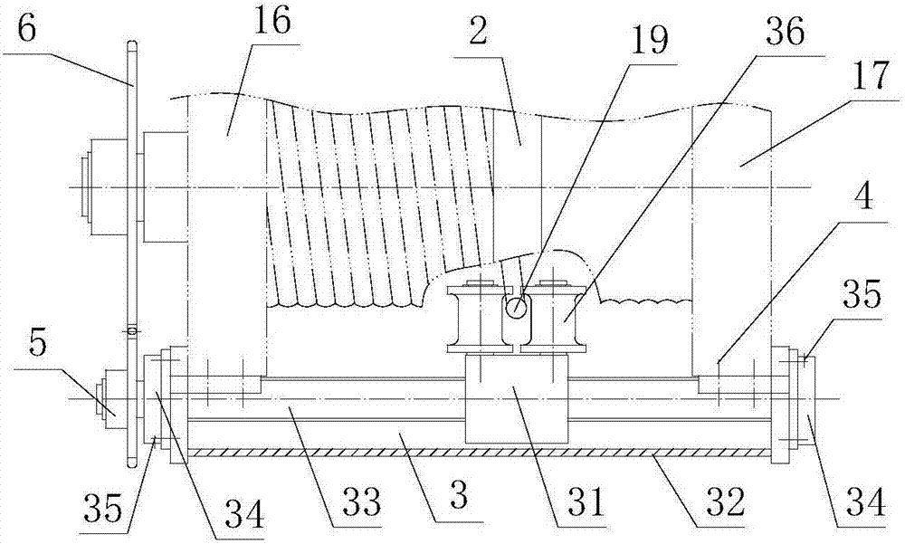 Hoist rope guide provided with clamp type rope pressing machine