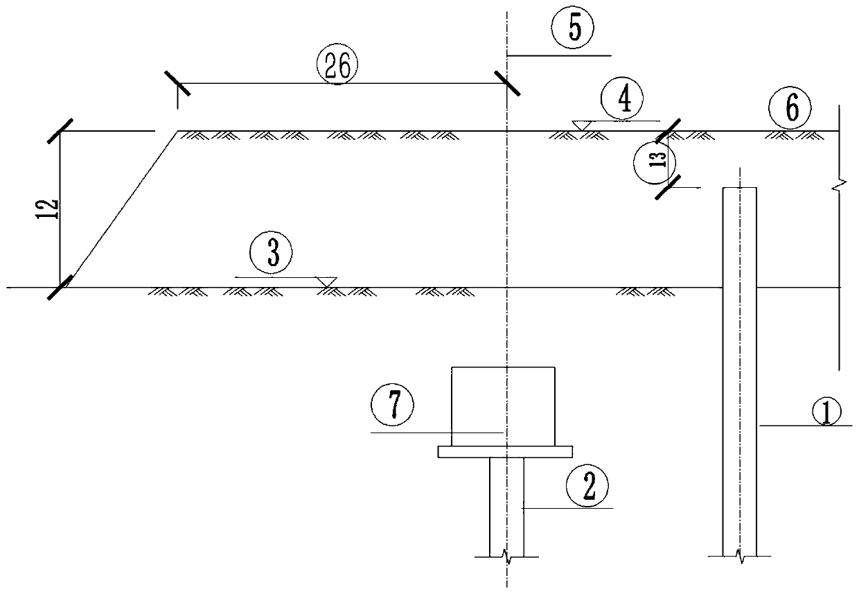 Secondary pile splicing construction method and terrace structure thereof