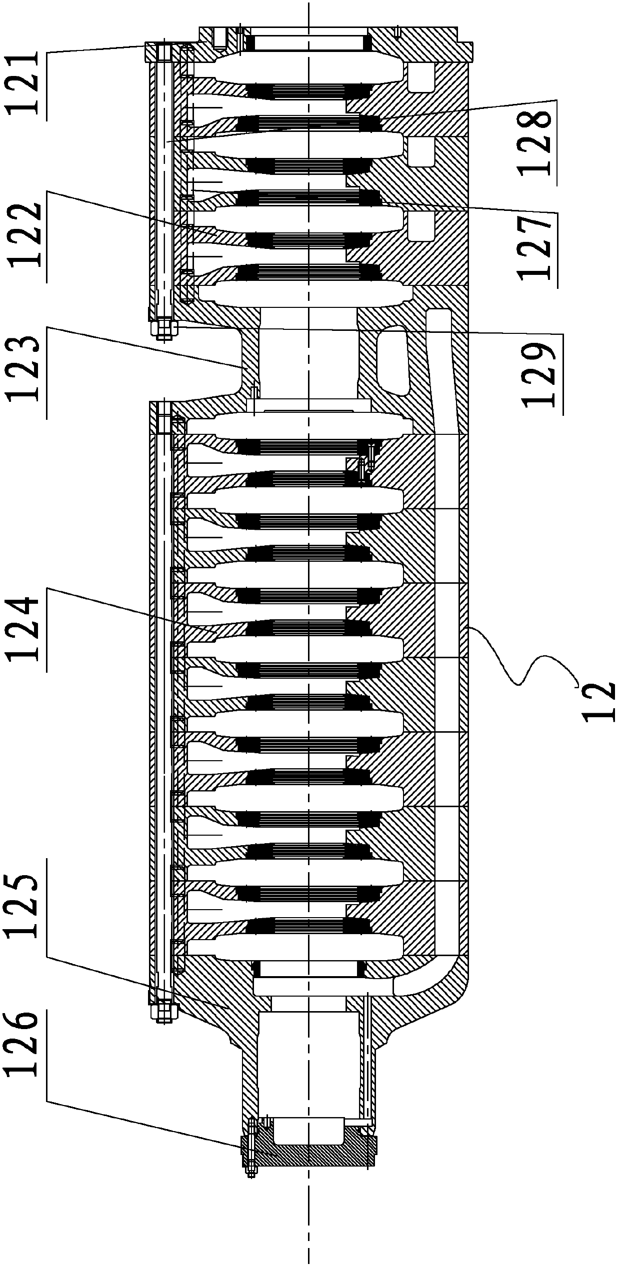 Stator component of charging pump for nuclear power station