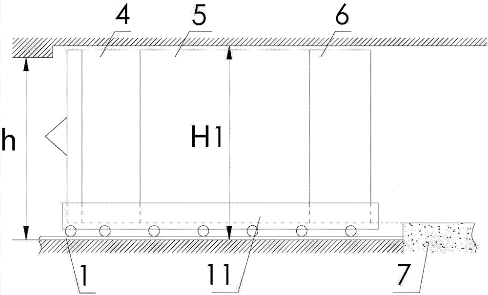 Translation construction structure of shield machine, and translation method