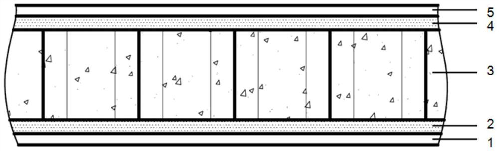 A flexible foam-filled honeycomb constrained damping sandwich structure and its preparation method