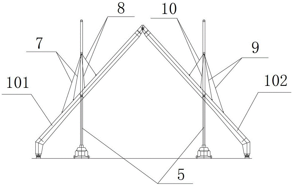 Hoisting method for large-span hinged type herringbone steel arch