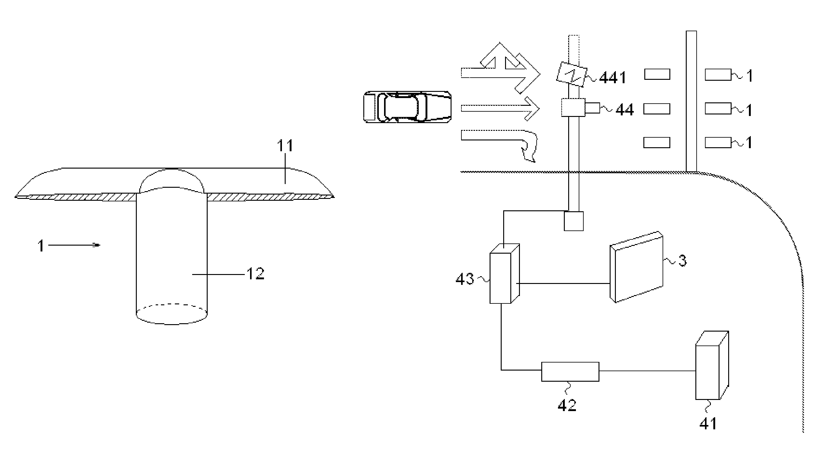 Wireless earth magnetic induction detection system for vehicle and its installation method