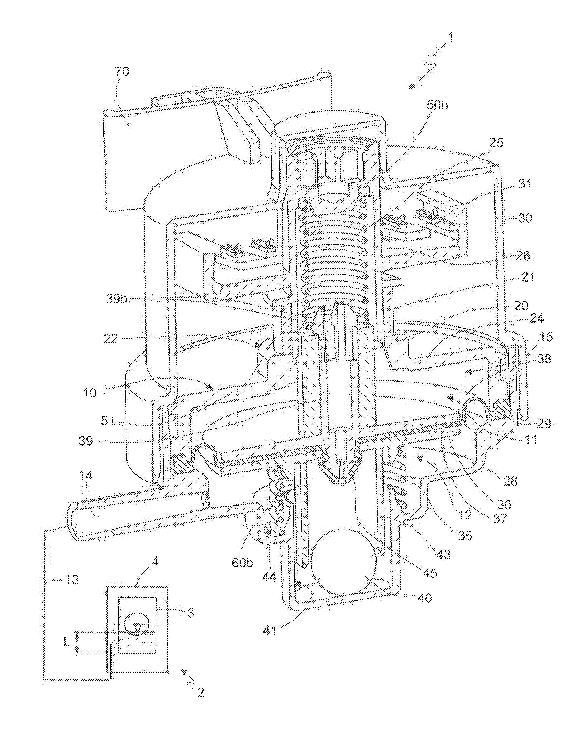 Modified pressure sensor for detecting operating parameters of an electric household appliance featuring a relatively movable component