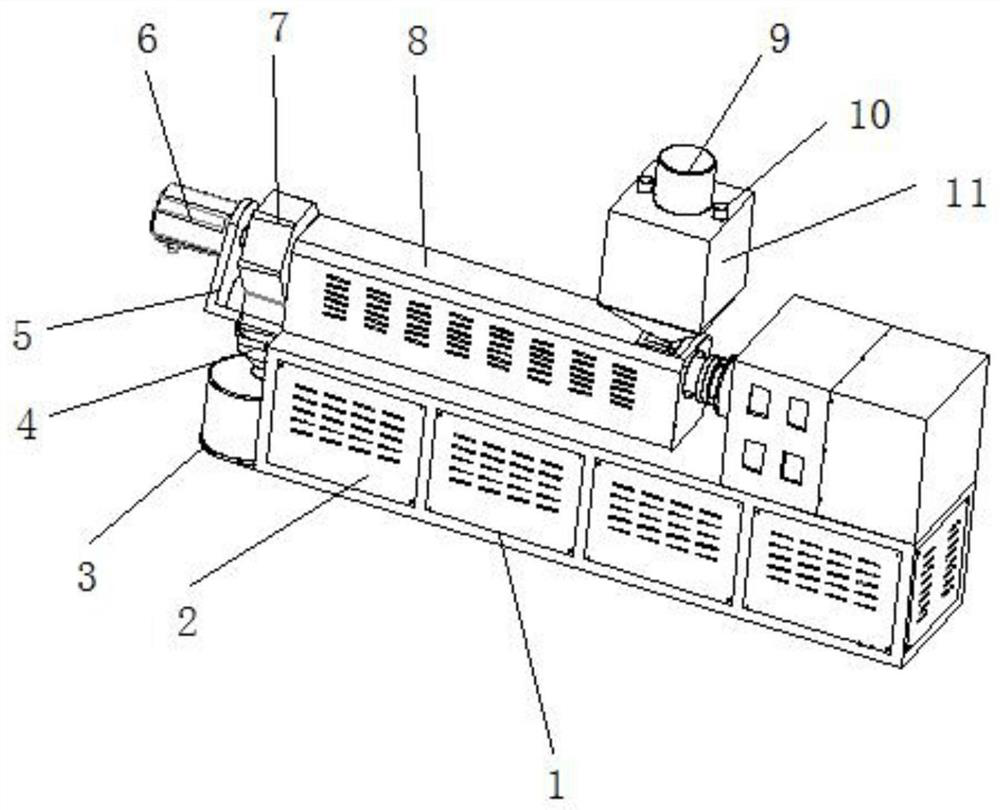 A plastic extruder with adjustable extrusion barrel temperature