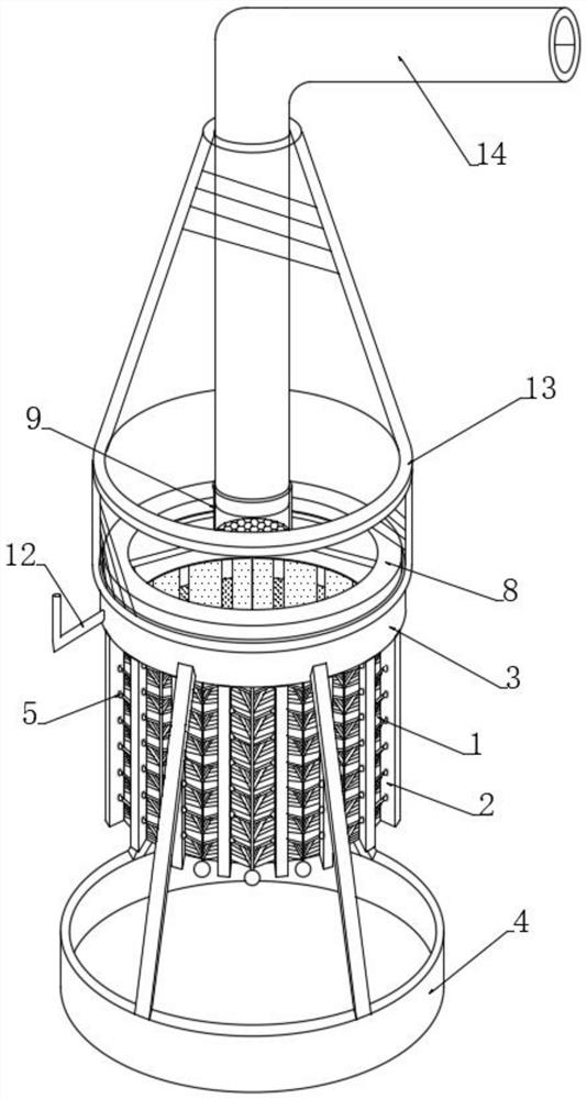 Oil stain decomposition and adsorption device for oil-containing waste gas treatment