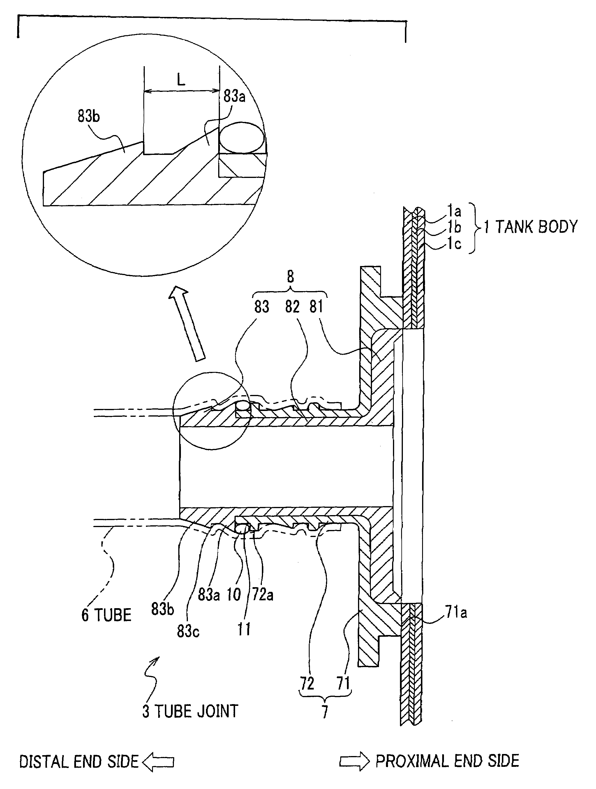 Tube joint for fuel tank