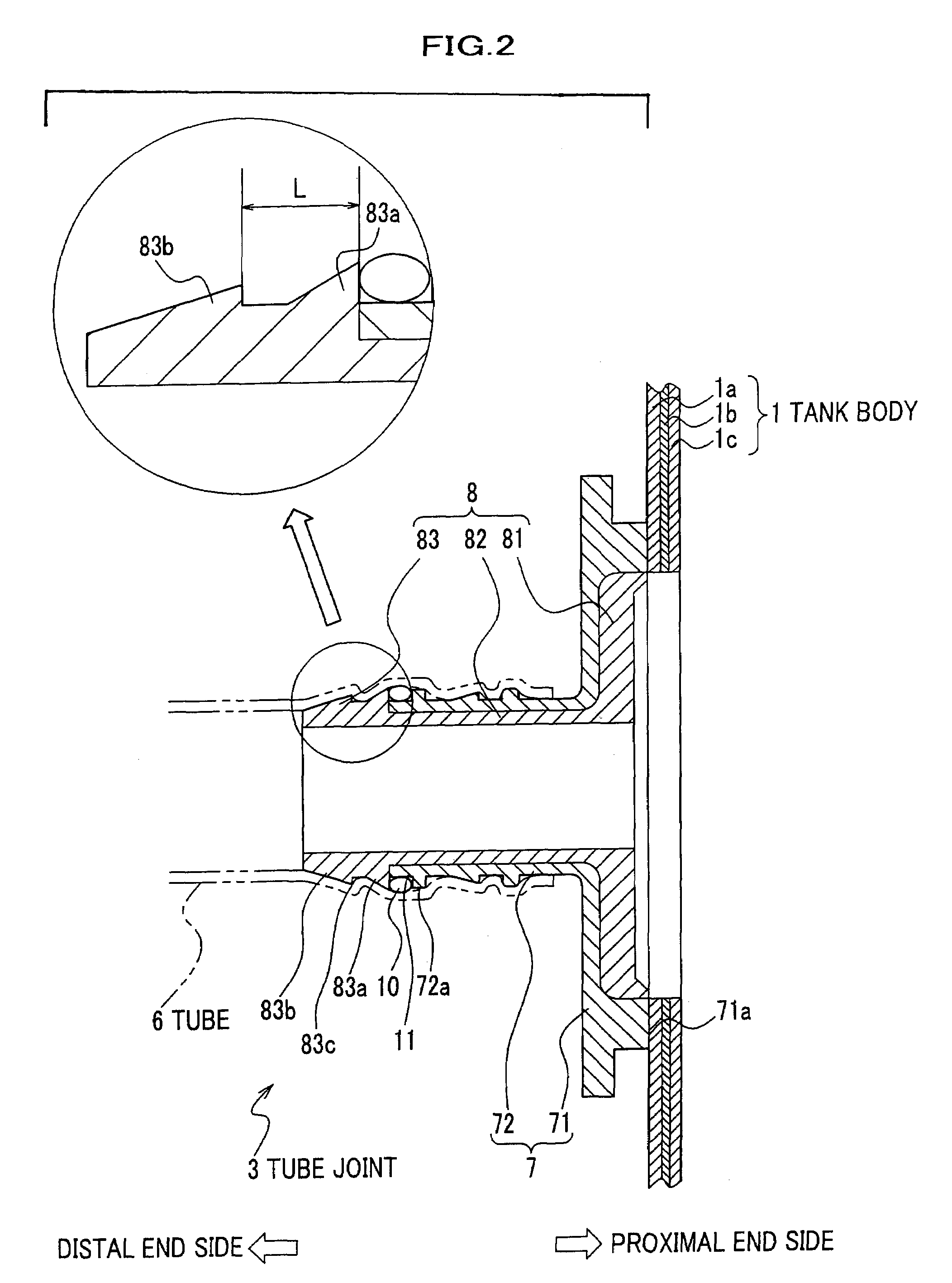 Tube joint for fuel tank