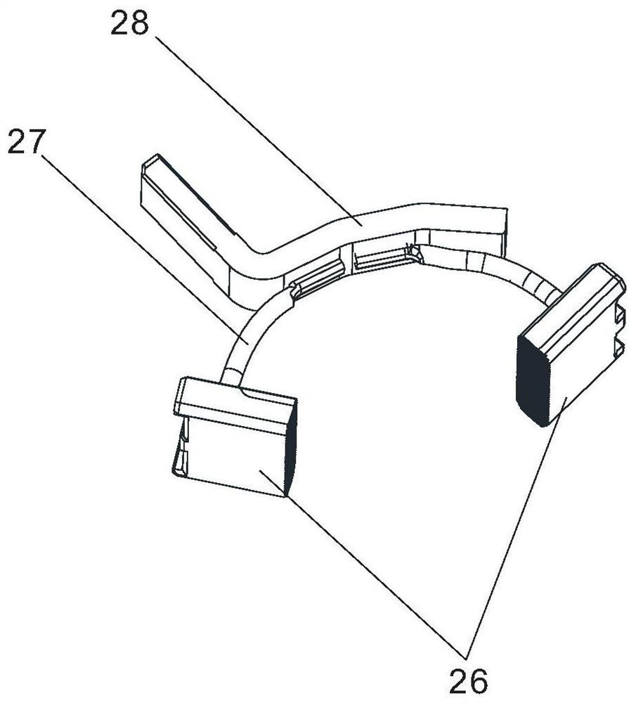 A carbon brush lead wire and connecting bridge welding device