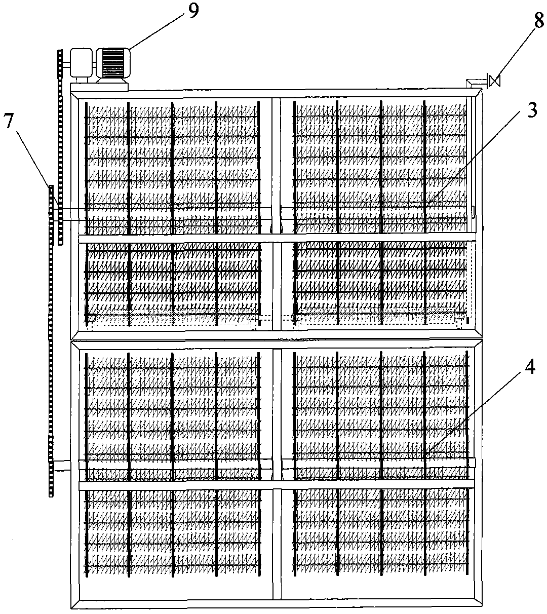 Composite biological rotary net device and synchronous nitrification and denitrification method thereof