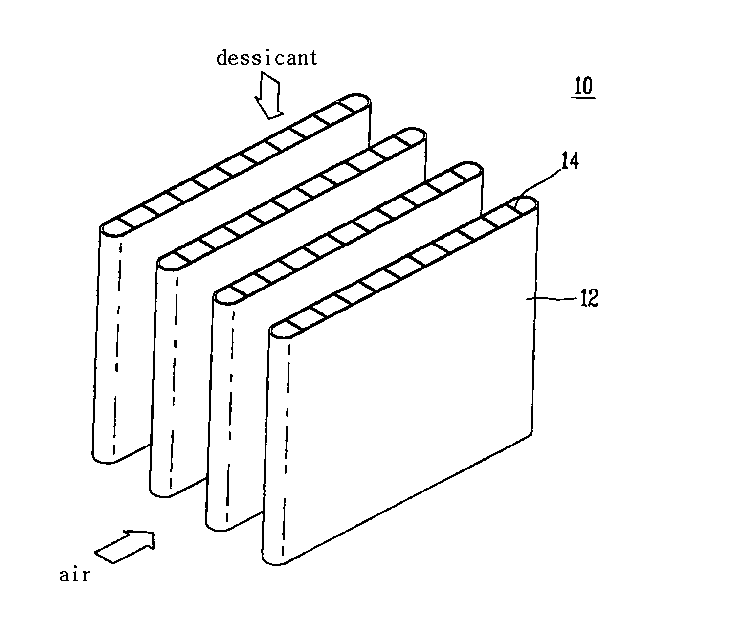 Heat exchanger for dehumidifier using liquid desiccant and dehumidifier using liquid desiccant having the same