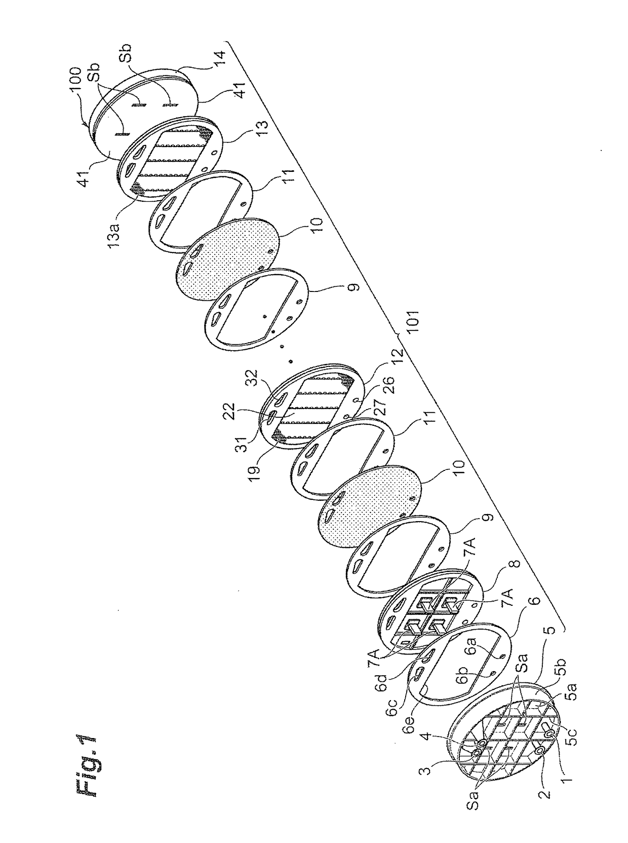 Bipolar alkaline water electrolysis unit and electrolytic cell