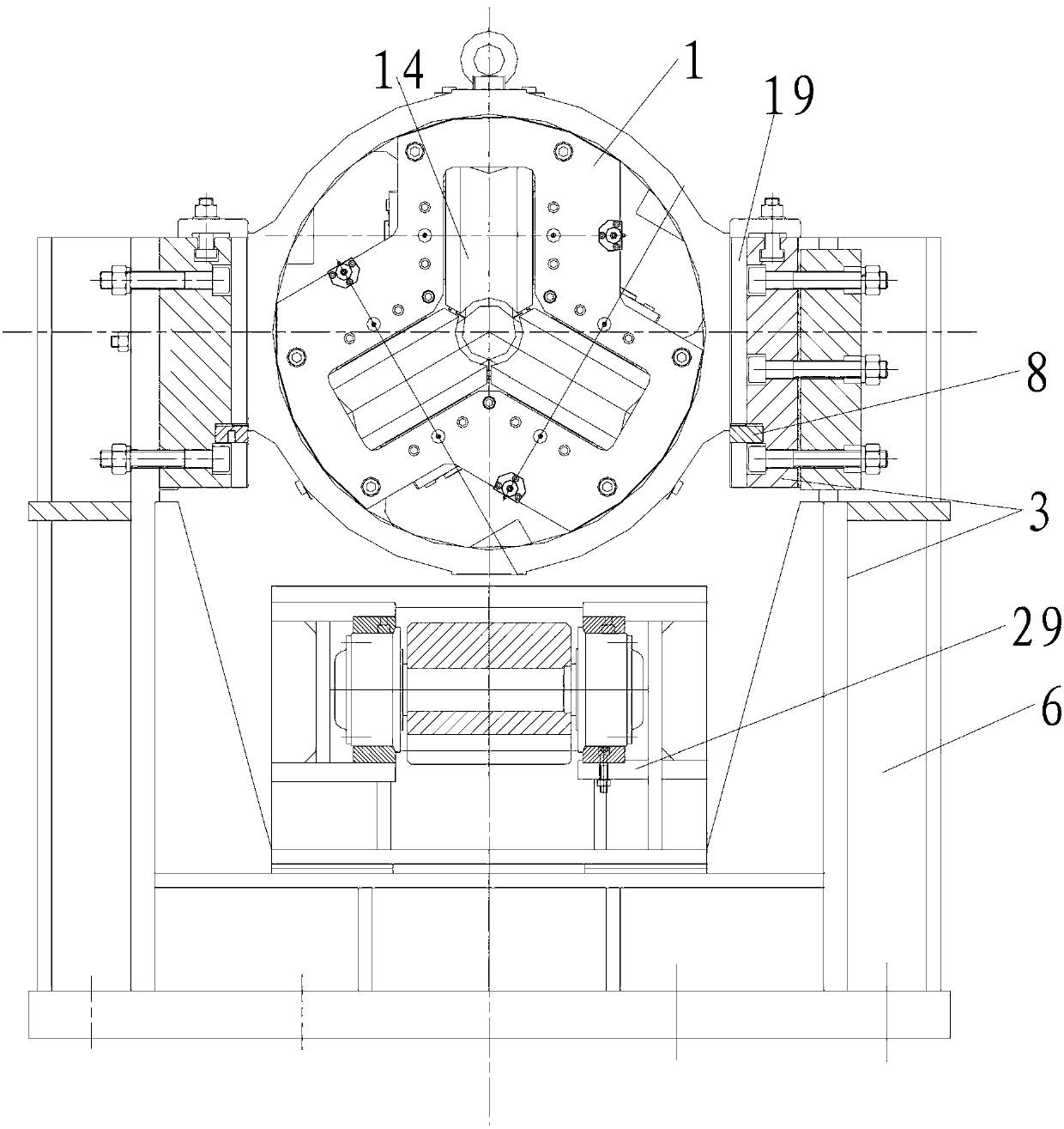 Combined three-roller continuous rolling mill