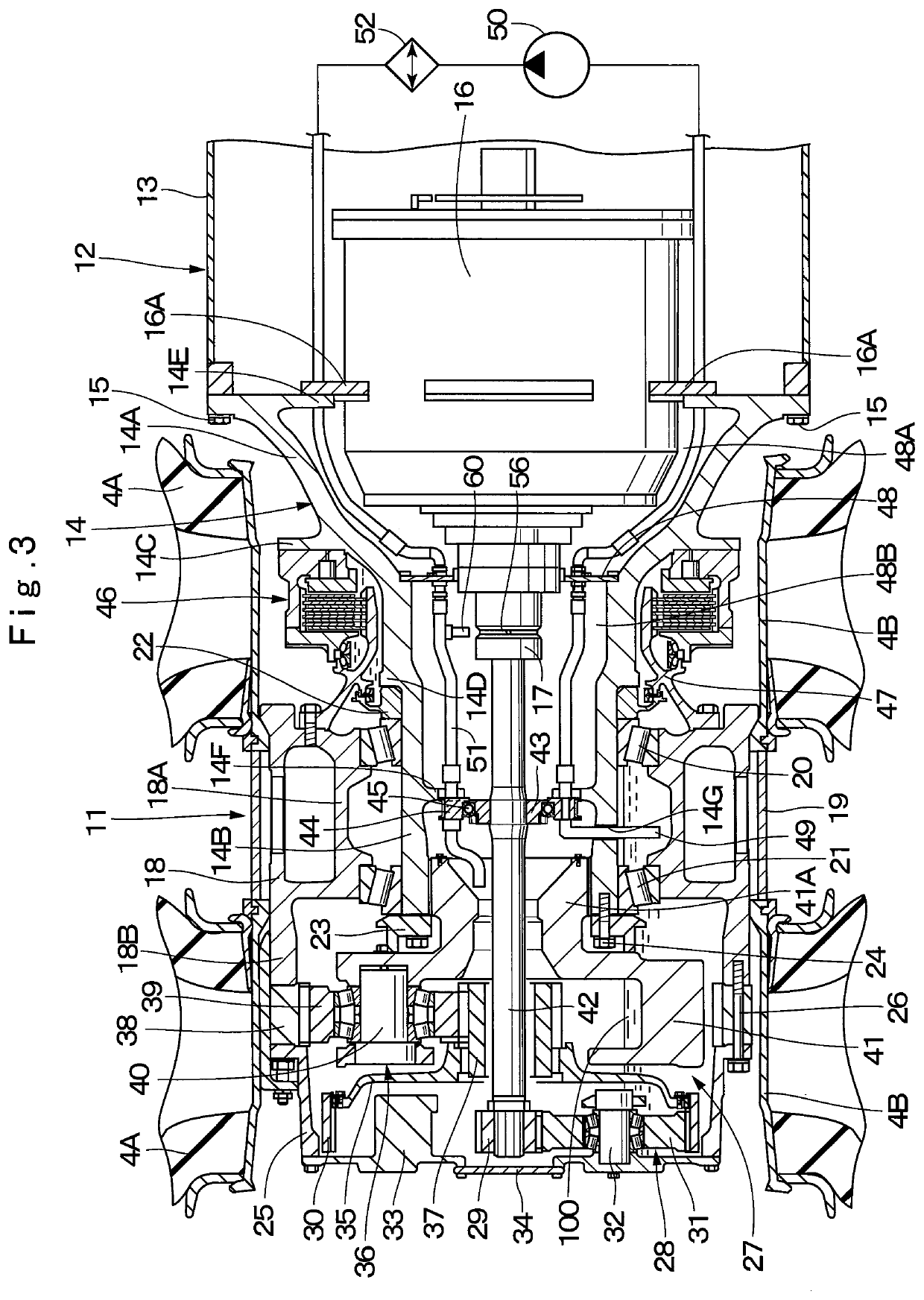 Working vehicle with traveling device having wheels