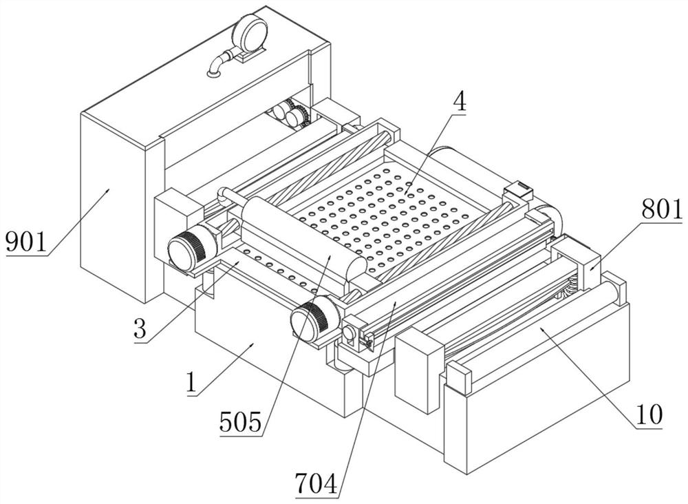 A printing and dyeing treatment device capable of improving the printing and dyeing quality of printed and dyed cloth