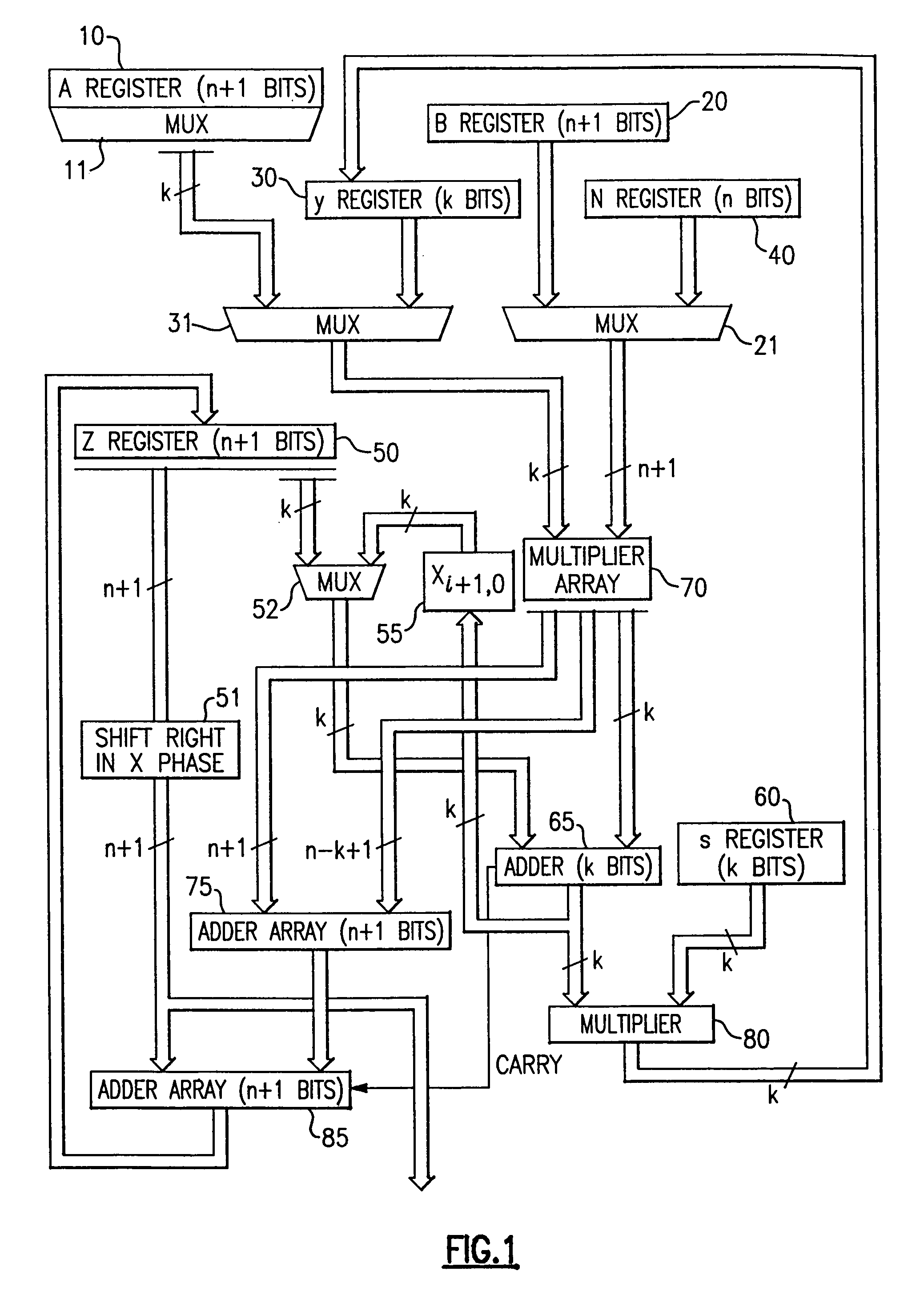 Circuits and methods for modular exponentiation