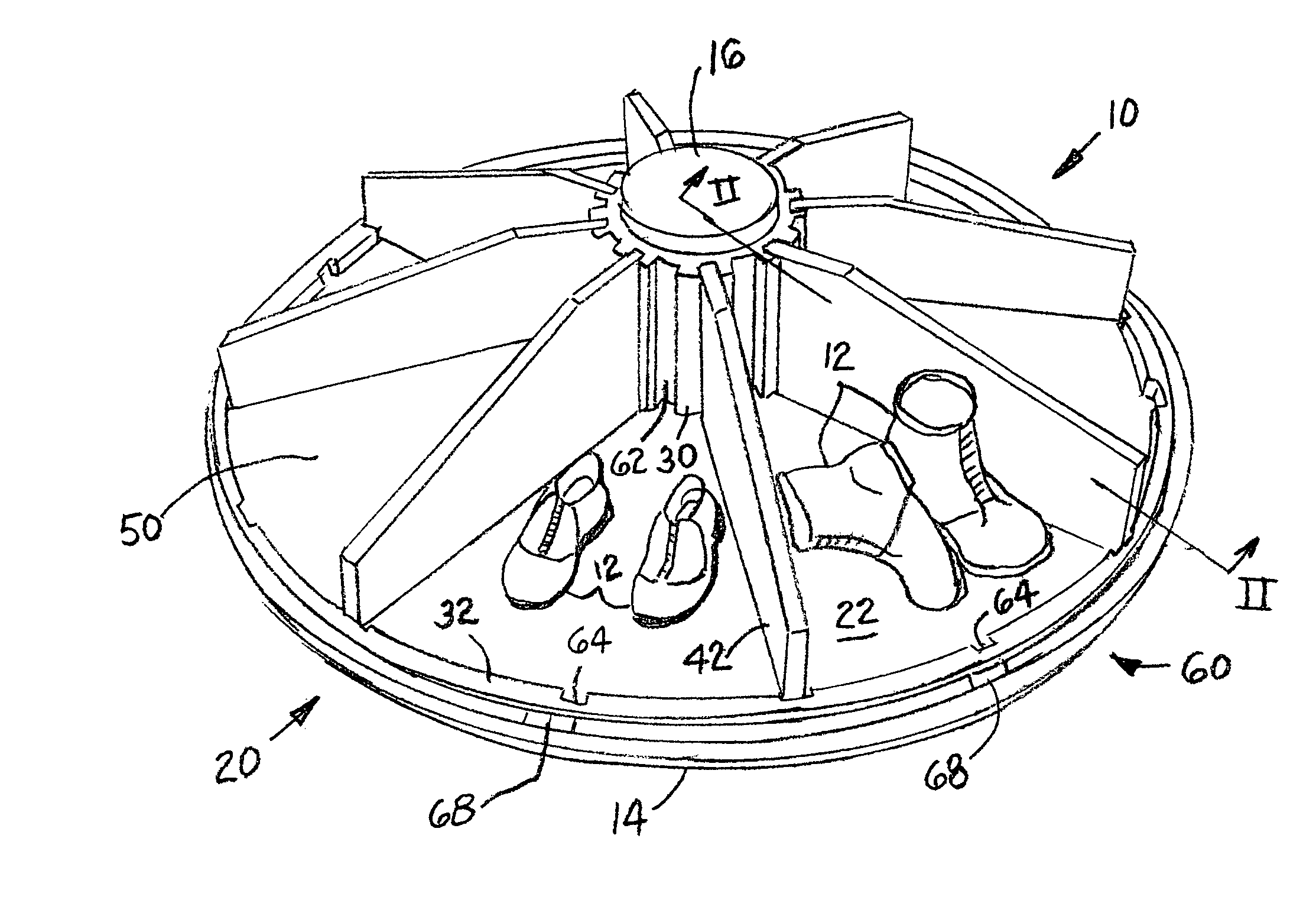 Rotary shoe storage device