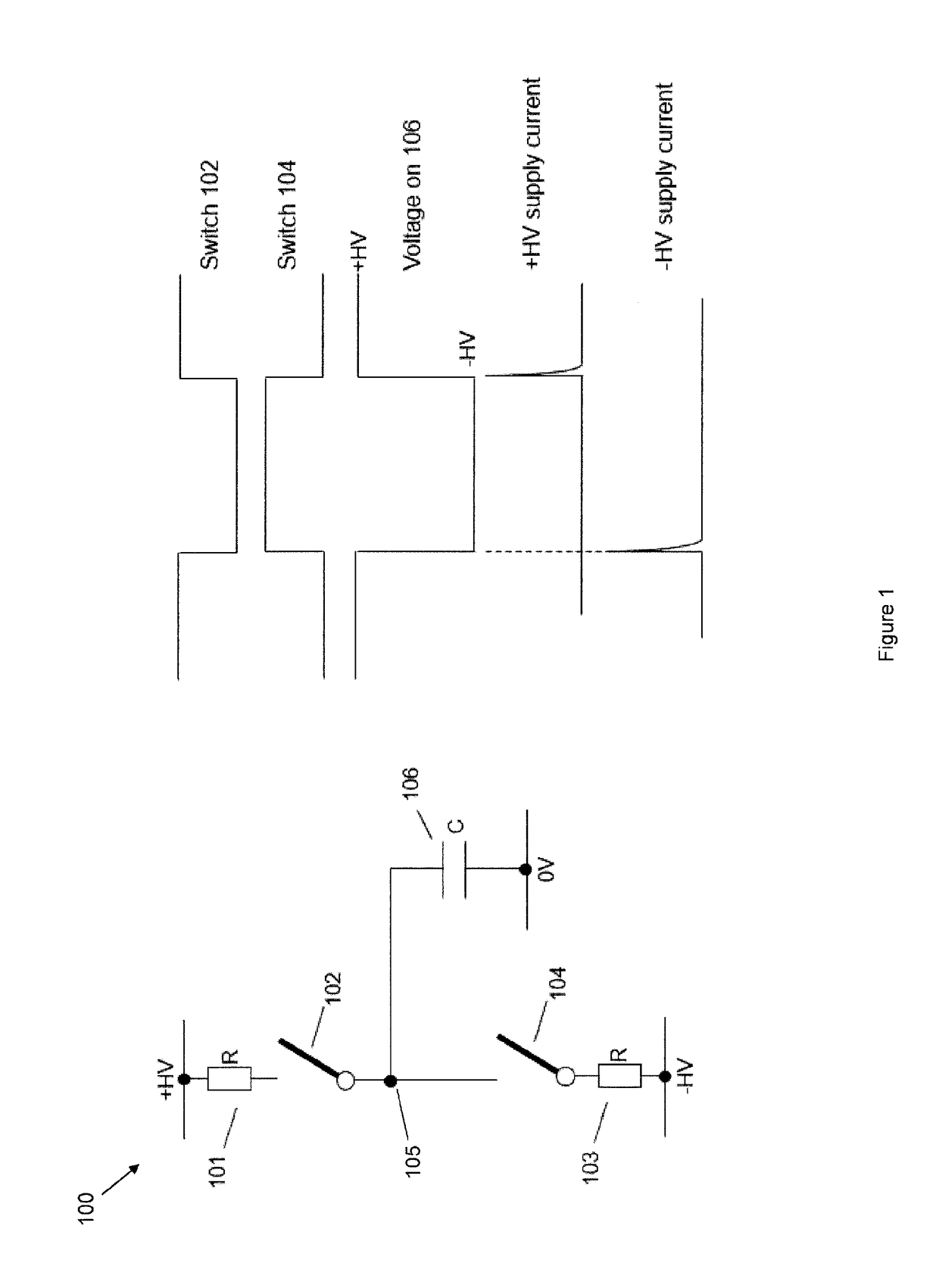 A circuit for generating a voltage waveform at an output node