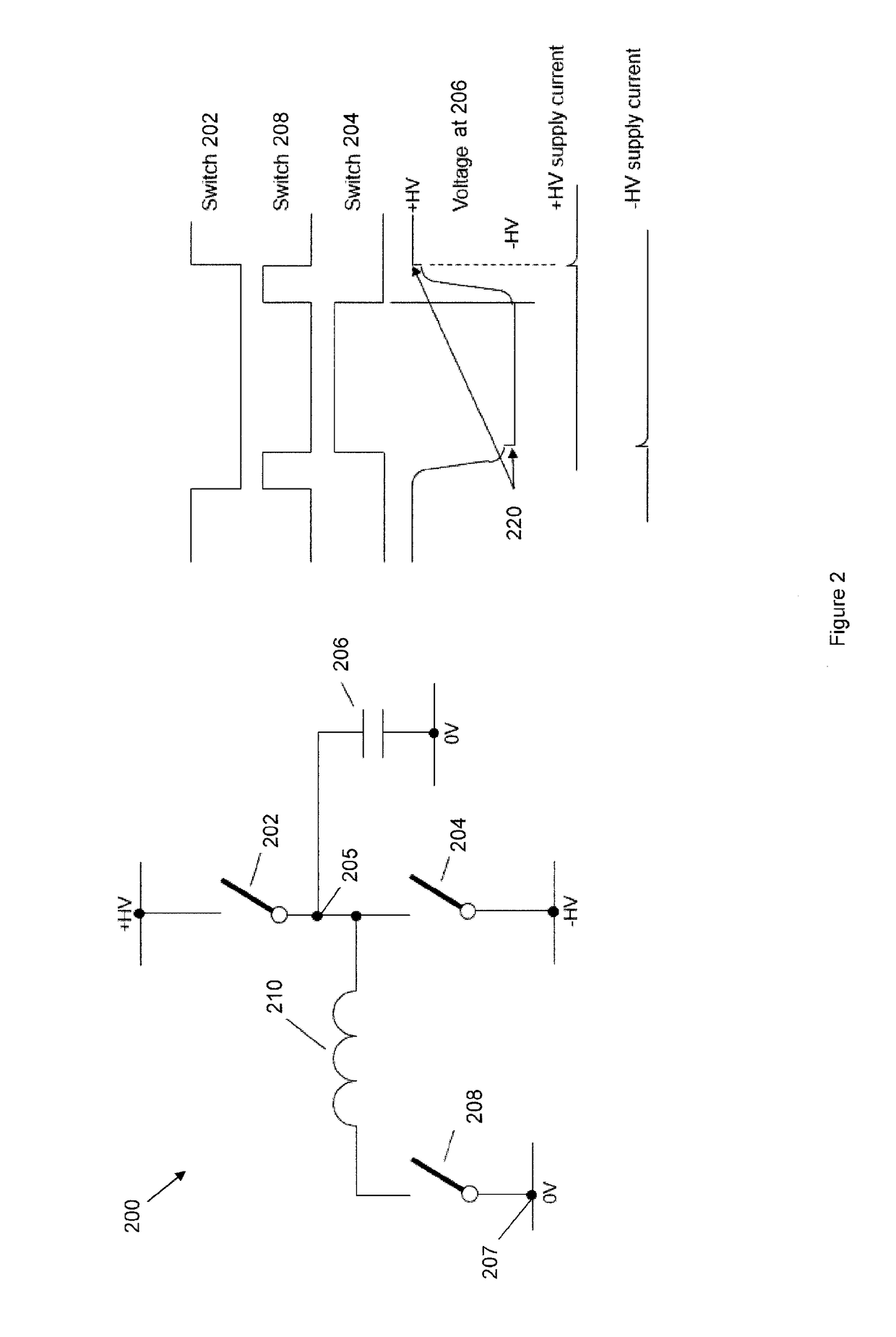 A circuit for generating a voltage waveform at an output node